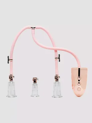 Automatic Rechargeable Clitoral & Nipple Pump Set - Large - Pink