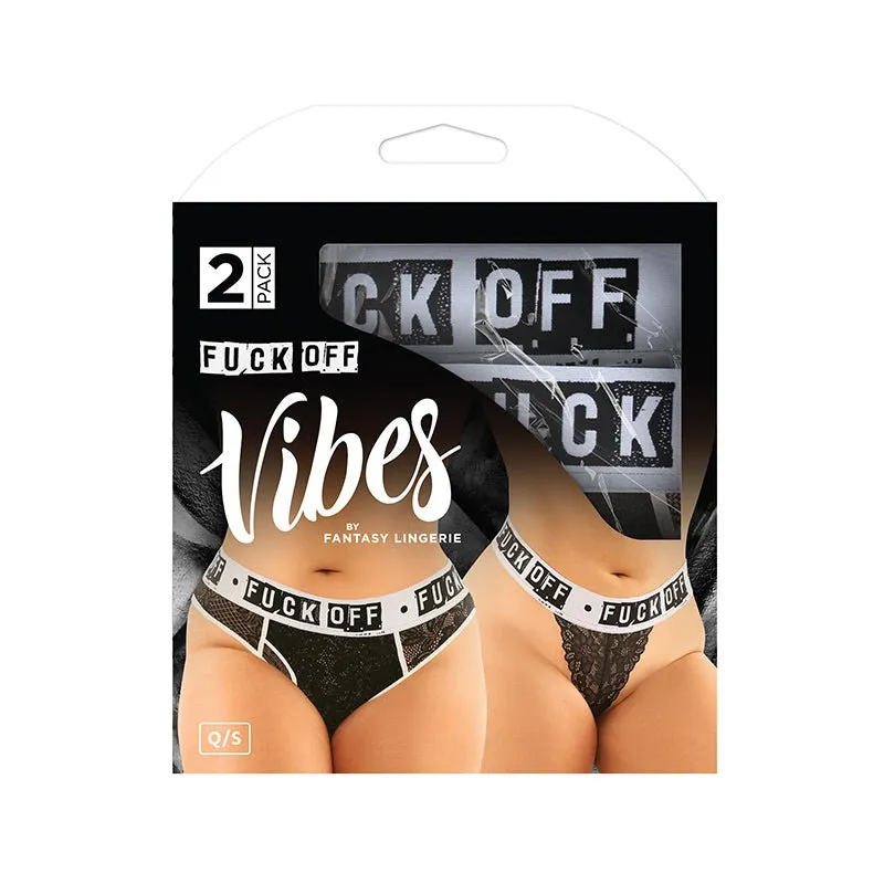 Fantasy Lingerie Vibes Fuck Off Buddy Pack Lace Boyfriend Brief & Lace Thong Black White Q