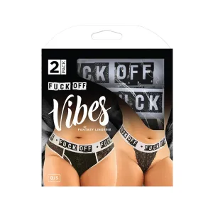 Fantasy Lingerie Vibes Fuck Off Buddy Pack Lace Boyfriend Brief & Lace Thong Black White Q