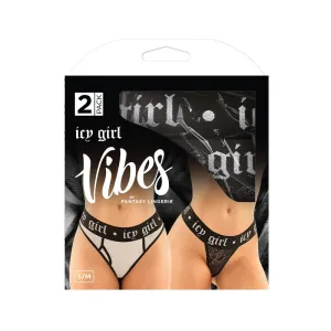 Fantasy Lingerie Vibes Icy Girl Buddy Pack Metallic Boyfriend Brief & Lace Thong Black/Silver L/XL