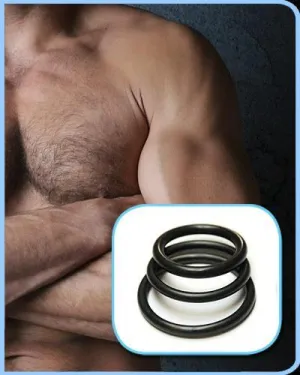 KinkLab Rubber Cock Ring - Pack of 3