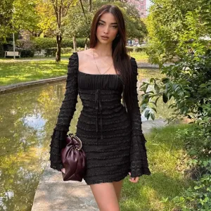 #PB Ties Detail Floral Lace Mini Dress